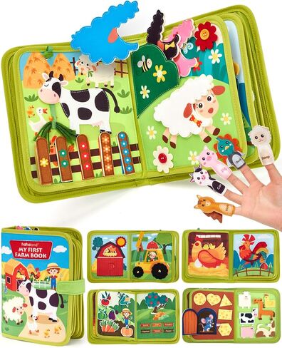 hahaland Busy Book for Toddlers 1-3 - Montessori Toys Busy Board for 1 Year Old Boy Gifts Girl Toys Educational Learning Quiet Activity Books Toddler Travel Toys for One Year Old Birthday Gift in Kuwait