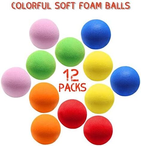 12 Pieces Soft Foam Balls Lightweight Mini Play Balls for Safe Indoor Toys Fun Vibrant Assorted Colors Orbs Unique Birthday Party Favors for Boys and Girls in Kuwait