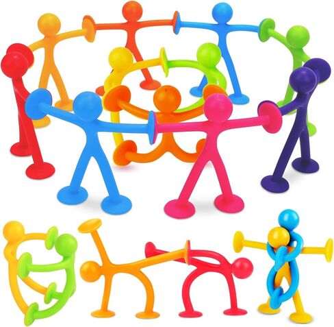OleOletOy Suction Fidget Toys for Kids: 21 Pack Stretchy Suction Cup Sensory Toys - Bulk Fidgets for Kids Autism ADHD Classroom Prizes Party Favors - Travel Toys for Car Windows Road Trips in Kuwait