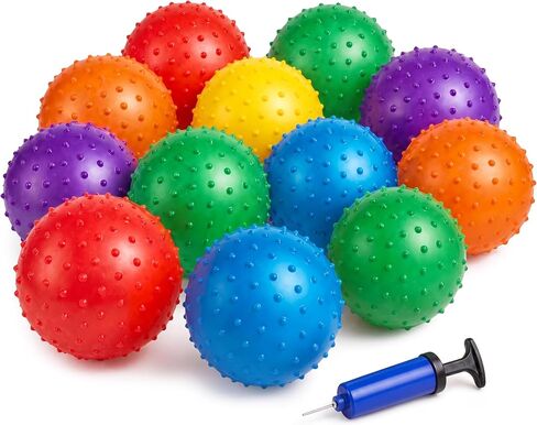 Bedwina Mini Knobby Balls - Bulk 5 Inch Sensory Balls and Spiky Massage Stress Balls with Pump, Fun Bouncy Ball Party Favors in Kuwait