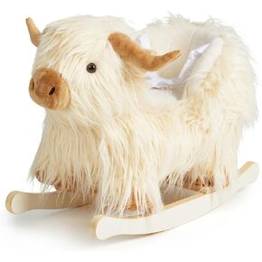 Baby Rocking Horse,Highlander Cattle Wooden Rocking Horse for Toddlers 1 Year Old Cute Cow Stuffed Plush Ride-on Toy Rocking Animal for Baby Boys and Girls Nursery/Child Christmas or Birthday Gift in Saudi Arabia