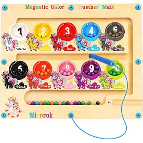 2 in 1 Magnetic Color and Number Maze, ABC Alphabet Puzzles Board Magnet Ice Cream Toys, Montessori Educational Magnet Puzzle, Preschool Learning Counting Toys for 2 3 4 5 Birthday Gifts in Kuwait