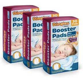 Inspire Dimples Booster Pads, Baby Diaper Doubler with Adhesive - 1 Size Fits All Diapers - Boosts Diaper Absorbency - No More leaks 90 Count (with Adhesive for Secure Fit) in Kuwait