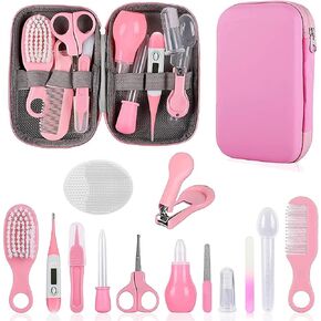 Baby Grooming Kit, Infant Safety Care Set with Hair Brush Comb Nail Clipper Nasal Aspirator,Baby Essentials Kit for Newborn Girls Boys (Pink Baby Grooming kit) in Saudi Arabia