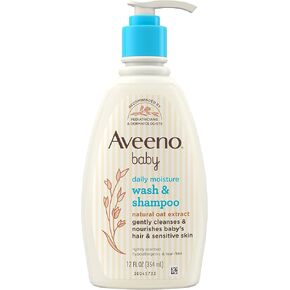 Aveeno Baby Daily Moisture Gentle Baby Body Wash and Shampoo with Oat Extract, 2-in-1 Baby Wash and Hair Shampoo, Tear-Free, Paraben-Free for Sensitive Skin and Hair, Lightly Scented, 12 Fl Oz in Saudi Arabia