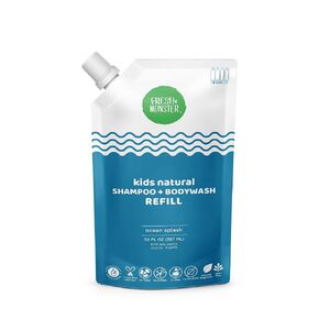 Fresh Monster 2-in-1 Natural Shampoo & Body Wash for Kids, Toxin-Free, Hypoallergenic, Ocean Splash (2 Pack, 8.5oz/each) | Natural Hair Care for Kids, Toxin-Free & Plant-Based, Tear-Free, Hypoallergenic, Sulfate/Paraben Free, Made in USA in Kuwait