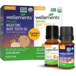 Wellements Organic Baby Tooth Oil | Soothing Massage Oil for Tiny Gums, Helps Make Teething Happy, Made with Safe and Effective Certified Organic Ingredients | 0.5 Fl Oz. 4 Months + in Kuwait