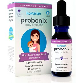 Humarian Probonix for Newborns and Infants 0-12 Months - High Bioavailability Liquid Probiotics - 8-Strain Baby Probiotic Drops for Gas, Colic, Lactose Intolerance & More - 40-Day Supply, Grape Flavor in Kuwait