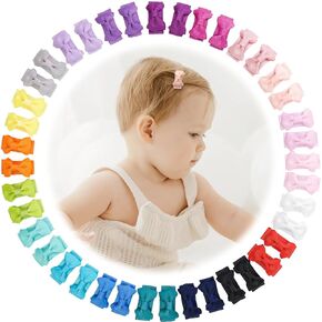 CÉLLOT 40pcs Mini 1.2" Grosgrain Ribbon Snap Clips - Tiny Fine Thin Hair Bows in Pairs for Baby Girls, Toddlers, and Infants | Mini 1.2" Grosgrain Ribbon Snap Clips,in Pairs,Fit for Fine Thin Hair in Kuwait