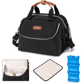 Breastmilk Cooler Breast Pump Bag with Ice Pack Fits 6 Bottles Up to 9 Oz | Insulated Baby Bottle Bag,Wearable Breast Pumps Breast Milk Cooler Bag for Nursing Mom Daycare, Work, Travel- Cream in Saudi Arabia