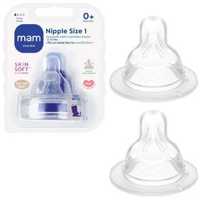MAM Baby Bottle Anti-Colic Extra Slow Nipples Fits All MAM Bottles, 4 Pack | Size 0, Newborn Babies, Skin Soft BPA Free Silicone, 94% Nipple Acceptance, Developed With Medical Experts, Made In Europe in Kuwait