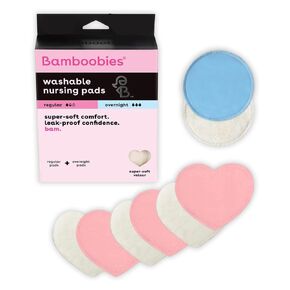Bamboobies Nursing Pads, Ultra-Soft Velour, Reusable, Washable & Leak-Proof, 6 Ultra-Thin and 2 Overnight Pads for Breastfeeding in Saudi Arabia