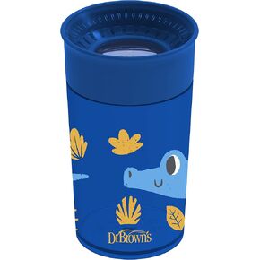 Dr. Brown's Milestones Cheers 360 Spoutless Transition Cup, Travel Friendly and Leak-Free Sippy, Blue/Green Animals, 10 oz/300 mL, BPA-Free, 9m+, 2-Pack in Kuwait