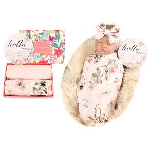 Galabloomer Newborn Receiving Blanket Headband Set Baby Flower Swaddle in Saudi Arabia