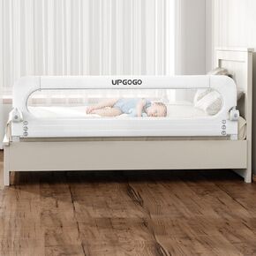UPGOGO Folding Bed Rail for Toddlers, Grey, 71" L x 23.6" H | U-shaped base，Reinforced Anchors, Built-in Sponge , Secure lock in Kuwait
