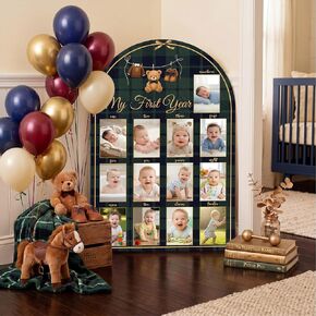 AceOrbit 33 x 22 Inch Large My First Year Picture Frame First Trip Around The Sun Decor Wooden 12 Monthly Milestone Photo Board 1st Birthday Decorations for Baby Monthly Milestone Fits 4 x 6 Photos in Kuwait