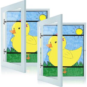 [2-Pack] Kids Art Frames, 11x14 Front Opening Kids Artwork Frames Changeable, White Artwork Display Storage Frame for Wall, Holds 50 Pcs, for 3D Picture, Crafts, Children Drawing, Hanging Art, in Kuwait
