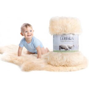 New Zealand Lambskin Baby Rug, Unshorn Sheepskin, Large 2x3 ft, Oeko-Tex | Unshorn New Zealand lambskin with natural-length silky lambswool. Ethically sourced, Oeko-Tex Standard 100 certified. in Kuwait