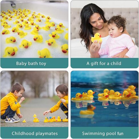 Rubber Ducks Bath Toys 50PCS Mini Ducks Bulk for Kids Baby Shower Decorations Birthday Party Favors Gift Classroom Summer Beach Pool Activity Carnival Game in Kuwait