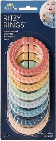 Itzy Ritzy Linking Ring Set – Set of 8 Braided, Rainbow-Colored Versatile Linking Rings – Attach to Baby's Car Seat, Stroller & Activity Gym to Keep Toys Nearby – Rainbow in Kuwait