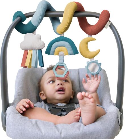 Itzy Ritzy Spiral Car Seat & Stroller Activity Toy - Stroller & Car Seat Toys for Ages 0 Months and Up - Hanging Toys Include Dangling Ring, Mirror and Textured Ribbons (High Contrast) in Kuwait