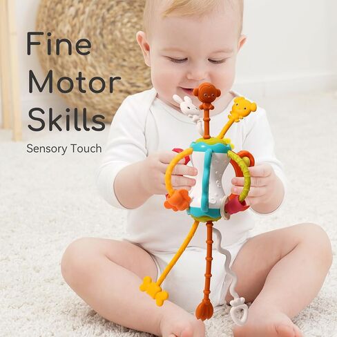 Toddlers Airplane Travel Toys Montessori Toys for Babies 6-12-18 Months Boy Girl Sensory Baby Infant Car Seat Toys Essentials Silicone Pull String Newborn 1 2 3 Year Old in Kuwait