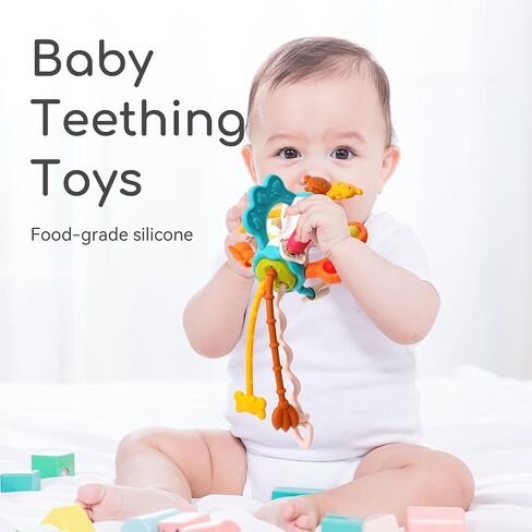 Toddlers Airplane Travel Toys Montessori Toys for Babies 6-12-18 Months Boy Girl Sensory Baby Infant Car Seat Toys Essentials Silicone Pull String Newborn 1 2 3 Year Old in Kuwait