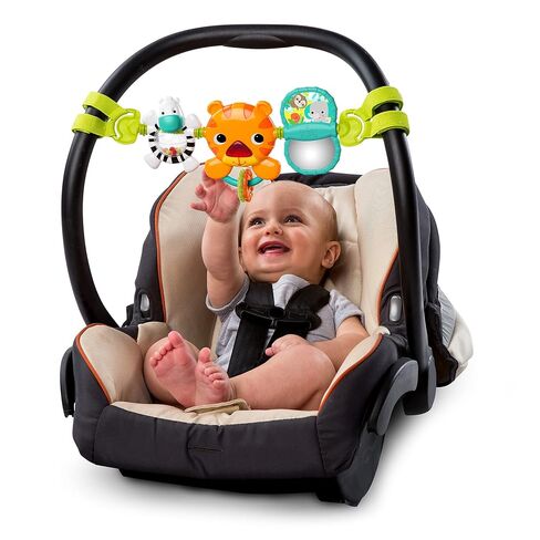Bright Starts Take Along Musical Carrier Baby Activity Toy Bar, Hanging Car Seat Toy, 4 Fun Melodies, Fine Motor Skill Development Ages Newborn +, Multi-Color in Kuwait