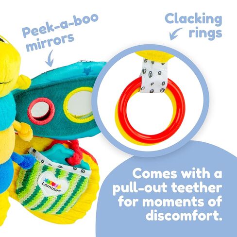 Lamaze Clip On Car Seat and Stroller Toy - Freddie the Firefly - Includes Lady Bug Teether - High Contrast Sensory Crinkle Toys for Babies - Infant Travel Toys - Ages 0 Months and Up in Kuwait