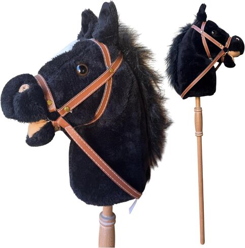 طبيعة ملزمة عصا الحصان | حصان هوبي مصنوع يدويًا من القطيفة | يوفر Stick Pony لعبًا تظاهريًا ممتعًا للأطفال الصغار ومرحلة ما قبل المدرسة | خياطة يدوية، خشب، مؤثرات صوتية | بينتو ستايل in Kuwait