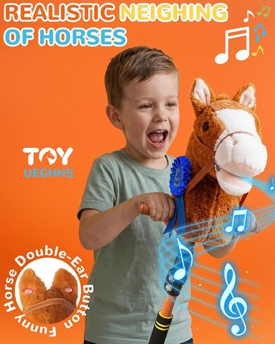 Silent Wheels Stick Horse, Hobby Horse on a Stick for Kids Ages 4-12 Adjustable 30-52" with Illuminated Silent Wheels Comfortable Sponge Wrapped complimentary AA Batteries Realistic Horse neighs. in Kuwait