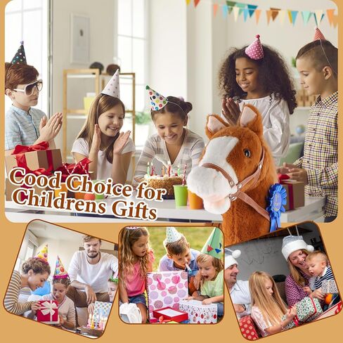 Silent Wheels Stick Horse, Hobby Horse on a Stick for Kids Ages 4-12 Adjustable 30-52" with Illuminated Silent Wheels Comfortable Sponge Wrapped complimentary AA Batteries Realistic Horse neighs. in Kuwait