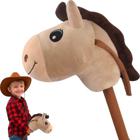 WALIKI Stick Horse Toy for Boys and Girls | Fun Cowboy & Cowgirl Pretend Play | Cool Toys for Kids Ages 3 4 5 6 | Birthday Gift for Active Toddlers (Brown) in Kuwait