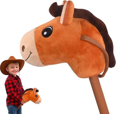WALIKI Stick Horse Toy for Boys and Girls | Fun Cowboy & Cowgirl Pretend Play | Cool Toys for Kids Ages 3 4 5 6 | Birthday Gift for Active Toddlers (Brown) in Saudi Arabia