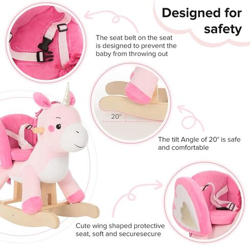 labebe - Baby Rocking Horse, Ride Unicorn, Kid Ride On Toy for 6 Month-3 Year Old, Infant (Boy Girl) Plush Animal Rocker, Toddler/Child Stuffed Ride Toy (Pink) | Kid Ride On Toy in Kuwait
