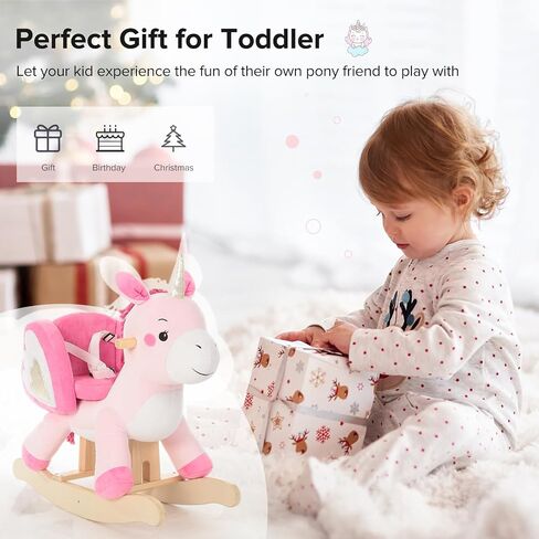 labebe - Baby Rocking Horse, Ride Unicorn, Kid Ride On Toy for 6 Month-3 Year Old, Infant (Boy Girl) Plush Animal Rocker, Toddler/Child Stuffed Ride Toy (Pink) | Kid Ride On Toy in Kuwait
