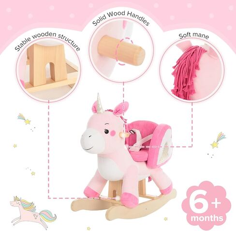 labebe - Baby Rocking Horse, Ride Unicorn, Kid Ride On Toy for 6 Month-3 Year Old, Infant (Boy Girl) Plush Animal Rocker, Toddler/Child Stuffed Ride Toy (Pink) | Kid Ride On Toy in Kuwait
