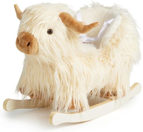 Baby Rocking Horse,Highlander Cattle Wooden Rocking Horse for Toddlers 1 Year Old Cute Cow Stuffed Plush Ride-on Toy Rocking Animal for Baby Boys and Girls Nursery/Child Christmas or Birthday Gift in Kuwait