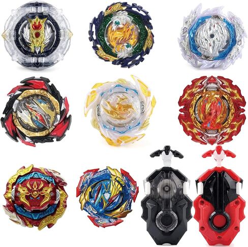 MUSTYBELT Battling Top Burst Gyro Toy Set Toy Gift for Children Boys Ages 6 8 10 12+ Combat Battling Game 12 Burst Spinning Tops 2 Two Way Launchers Grip Starter (BOZE-BX12) in Kuwait