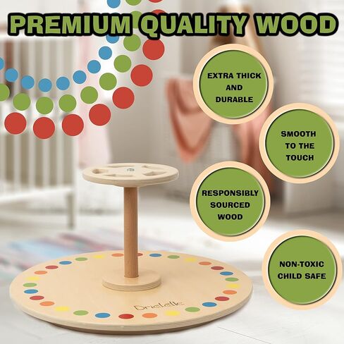 Wooden Spinner Seat - Sit and Spin - Bigger Size - Classic Spinning Activity Toy for Toddlers & Kids All Ages (Patent Pending) in Kuwait