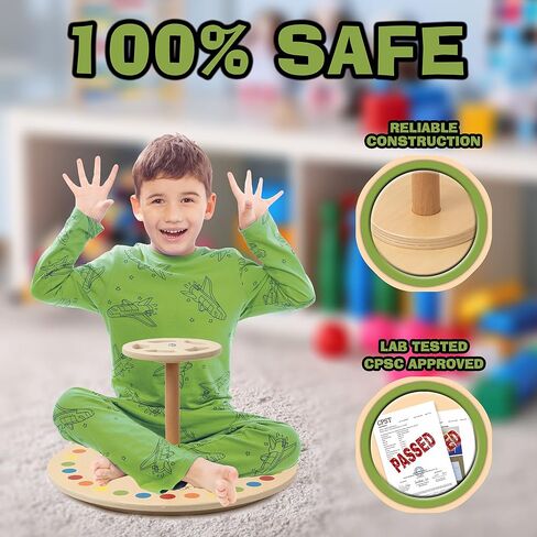 Wooden Spinner Seat - Sit and Spin - Bigger Size - Classic Spinning Activity Toy for Toddlers & Kids All Ages (Patent Pending) in Kuwait