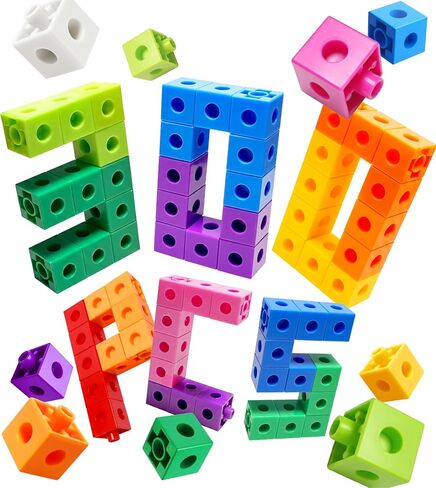 Dotimo 100PCS Math Linking Cubes, Math Cubes for Kids Ages 4-8, Counting Snap Cubes Manipulatives with 10 Colors, Preschool Learning Activities, Classroom Supplies & Homeschool (100-Cubes) in Kuwait