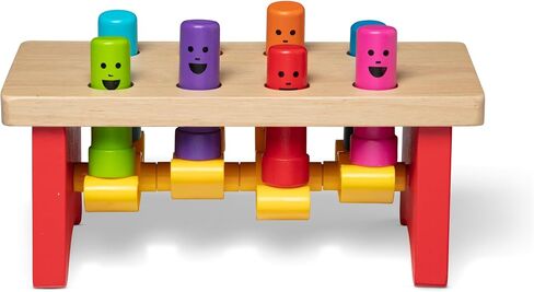 MeMelissa & Doug Deluxe Pounding Bench Wooden Preschool Learning Toy with Mallet Classic Wooden Toddler Toys for Ages 2+Lissa & Doug Deluxe Pounding Bench Wooden Preschool Learning Toy with Mallet in Saudi Arabia