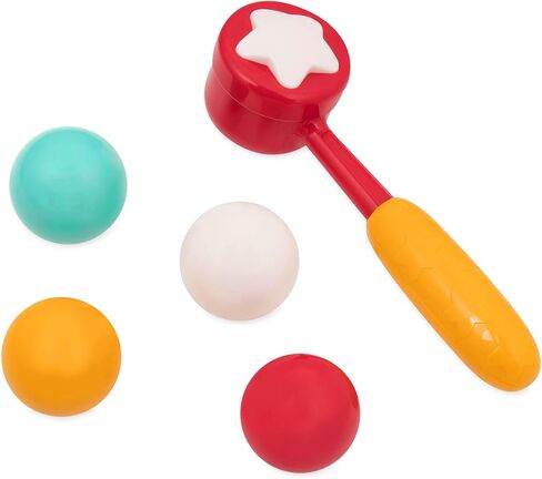 Battat Pound-a-Ball Toy, Pound & Roll Ball Maze, Light Blue, Toddler | 7-piece ball drop toy with mini hammer, color-coded openings, removable base, inside storage, fully assembled, 1+ Years in Kuwait