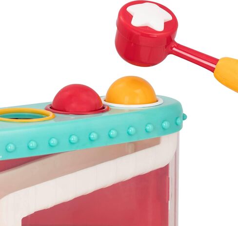 Battat Pound-a-Ball Toy, Pound & Roll Ball Maze, Light Blue, Toddler | 7-piece ball drop toy with mini hammer, color-coded openings, removable base, inside storage, fully assembled, 1+ Years in Kuwait