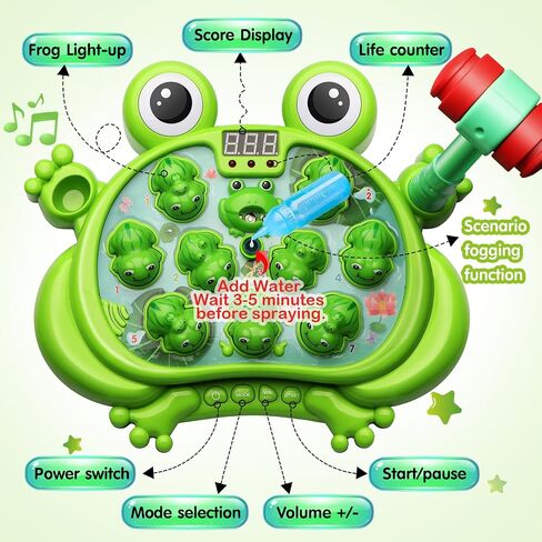HopeRock Toys for 2 3 4 5 Year Old Boy,Toddler Toys Age 2-4, Whack A Frog Game,with 5 Modes,45 Levels,9 Music Spray and Light-up, Baby Toy Gifts for Early Learning, Birthday Gift for Toddler Boy Toys in Saudi Arabia