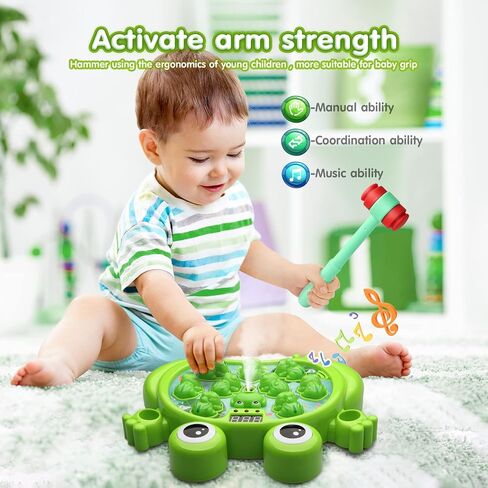 HopeRock Toys for 2 3 4 5 Year Old Boy,Toddler Toys Age 2-4, Whack A Frog Game,with 5 Modes,45 Levels,9 Music Spray and Light-up, Baby Toy Gifts for Early Learning, Birthday Gift for Toddler Boy Toys in Saudi Arabia