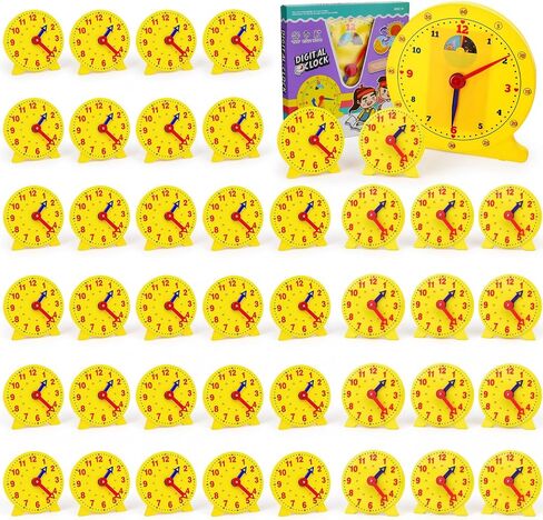 Lenwen 26 Pcs Classroom Clock Kit Learning Analog Clock for Kids,Yellow in Saudi Arabia