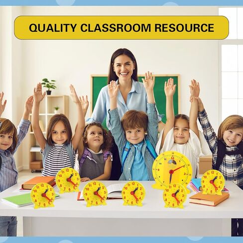 Lenwen 26 Pcs Classroom Clock Kit Learning Analog Clock for Kids,Yellow in Saudi Arabia
