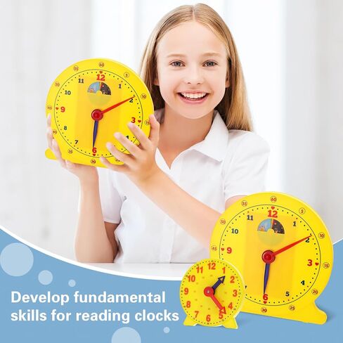 Lenwen 26 Pcs Classroom Clock Kit Learning Analog Clock for Kids,Yellow in Saudi Arabia